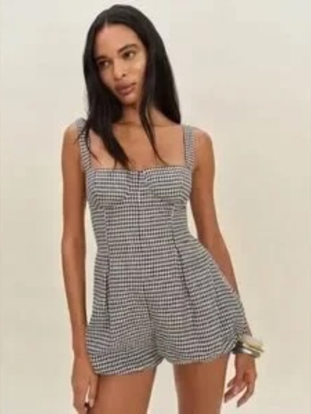 Reformation Lydia Linen Romper Black - Size 4